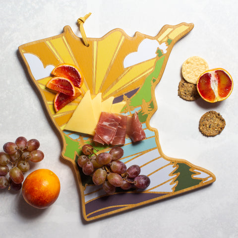 Totally Bamboo Minnesota Shaped Cutting Board with Artwork by Summer Stokes